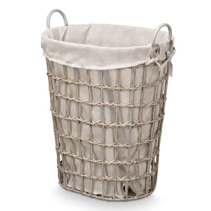 Szennyeskosár textil betéttel és fogantyúkkal, 58 cm - szürke