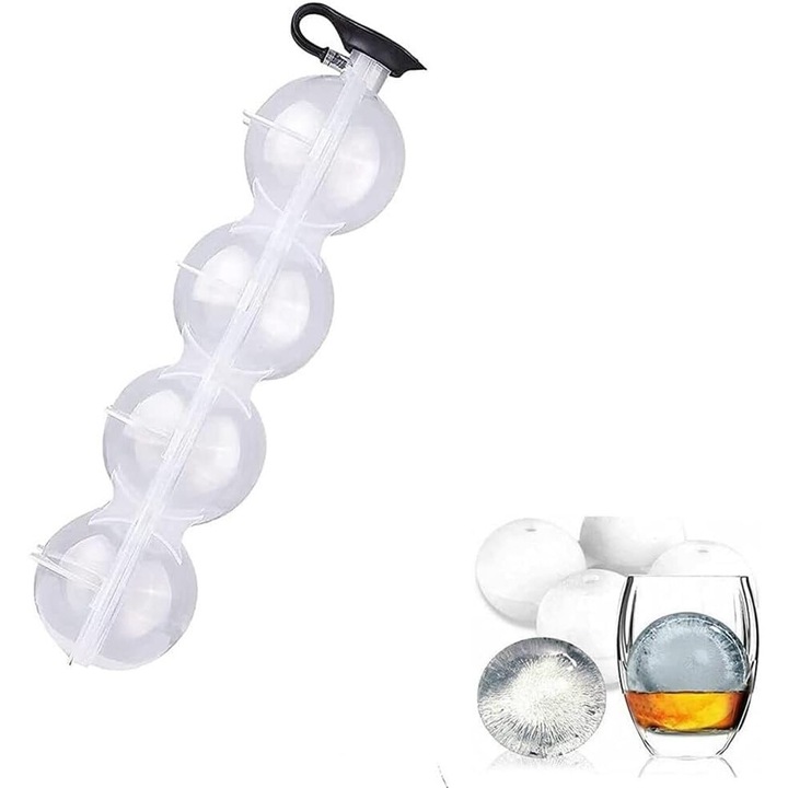 4 lyukú jéggömb forma, SHEFEITE®, élelmiszeripari minőségű ABS, átlátszó, 23 * 6,5 * 5,5 cm, könnyen eltávolítható a formából, izolálja a szagokat, nagy kapacitású, BPA-mentes, tökéletes otthoni és professzionális használatra