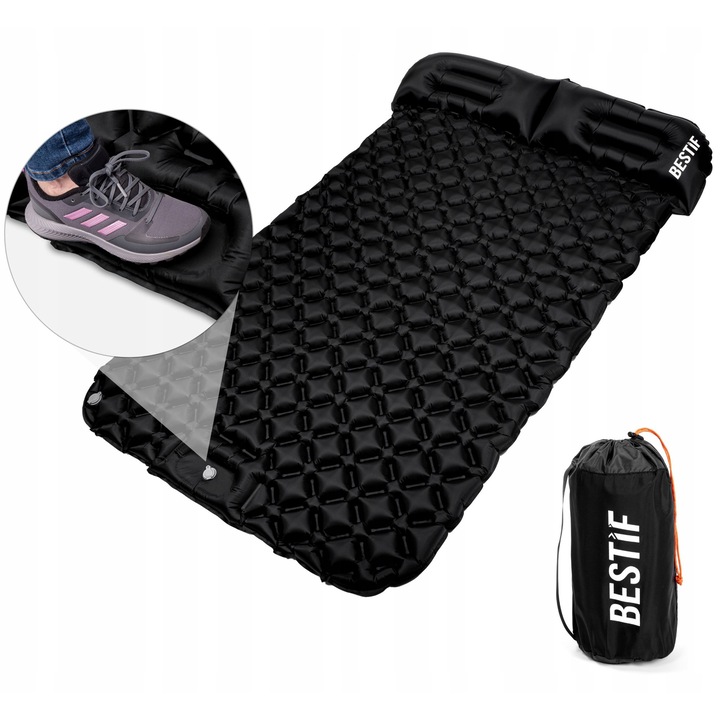 Двоен къмпинг матрак Luka, надуваем, с вградена помпа, 190x120x5.5 см