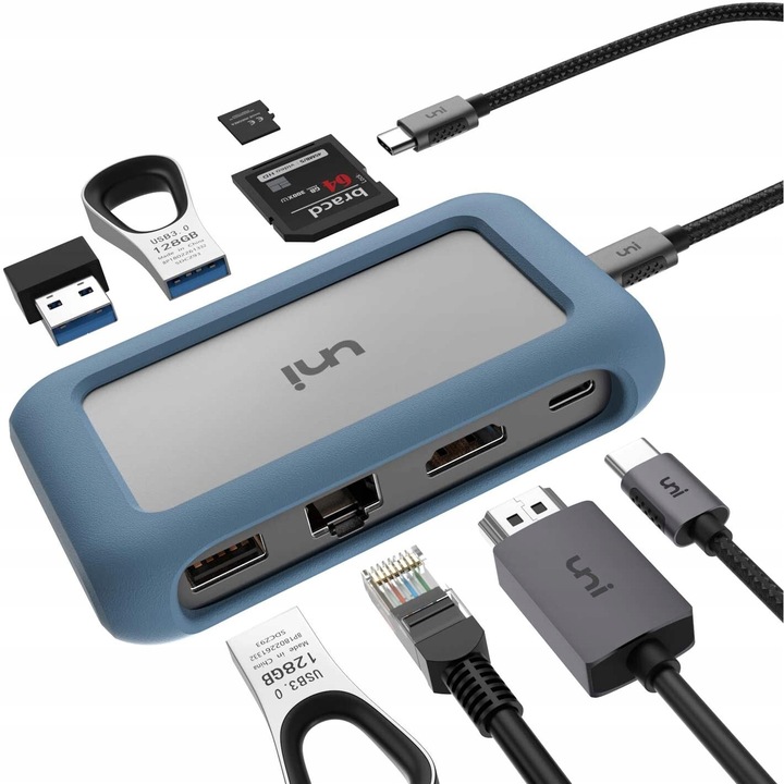 Luka 8 в 1 хъб, HDMI 4K, 1000 Mb/s, USB-C PD 100W, за MacBook, iPad