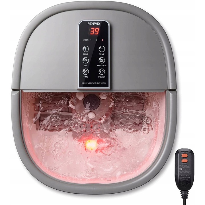 Aparat masaj de picioare RENPHO, 3 moduri, temperatura reglabila, Gri