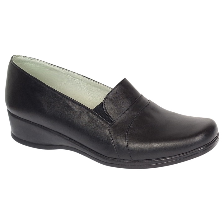 Pantofi dama casual din piele naturala model comod orto 200502, Negru