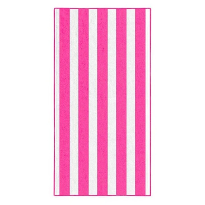 Prosop din microfibre, pentru plaja, model dungi, alb/gri, 150x75cm