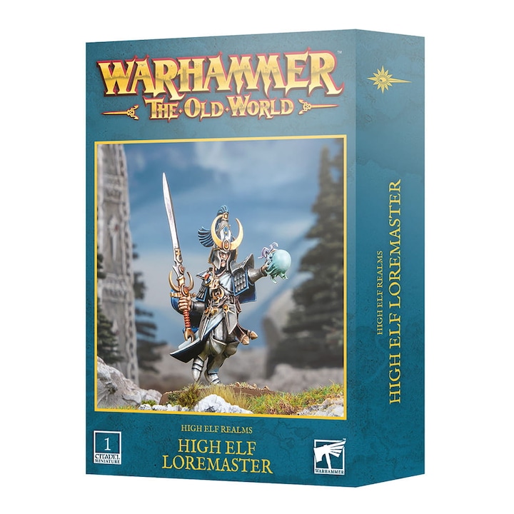 Extensie de joc Warhammer the Old World, Loremaster High Elf Realms, Games Workshop, 7 piese, gri