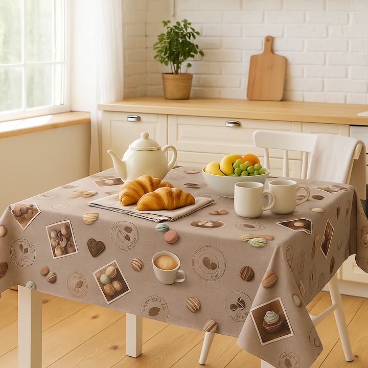 Terítő, Sweet ChocoFest Luxe, 200×140 cm, foltálló, kiváló minőségű PVC, OEKO-TEX 100, BravaCasa