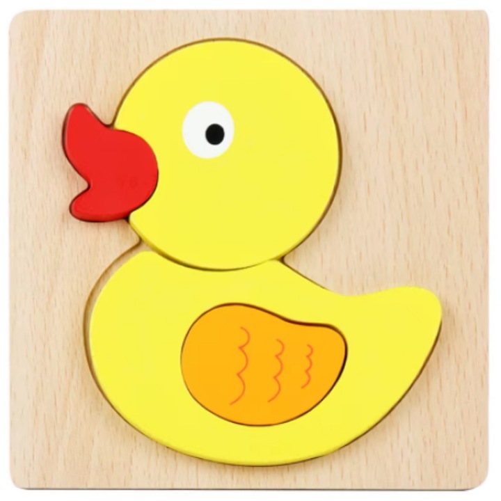 Montessori Happy Peg családi 3D kirakó, boldog kiskacsa, oktatójáték 2-6 éves gyermekeknek