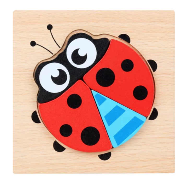 Montessori Boldog Peg Családi 3D Kirakó, Kíváncsi Katicabogár, Oktatójáték 2-6 Éves Gyermekeknek