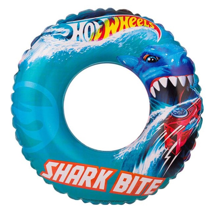 Colac gonflabil CARODIS pentru copii, model Hot Wheels Shark Bite, cu supapa de siguranta, 3-6 ani, baieti