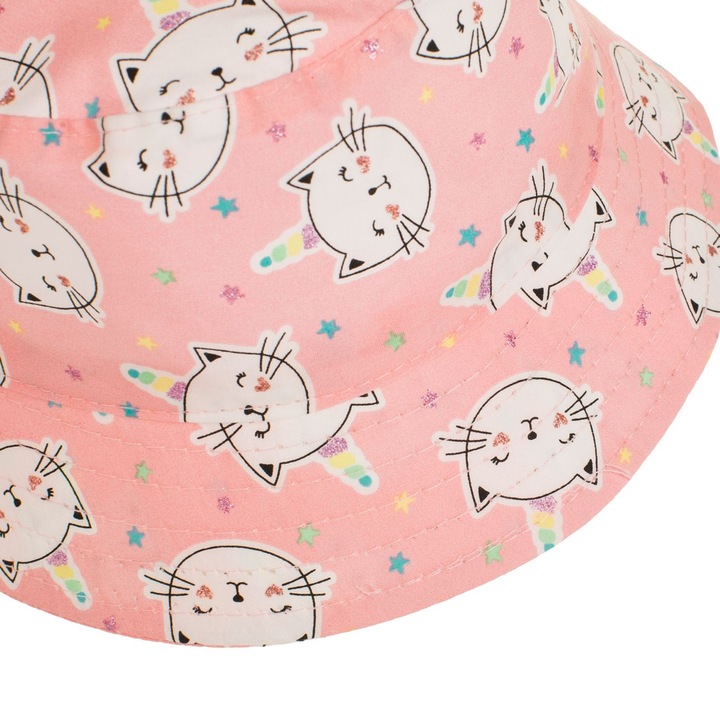 Розова памучна шапка-кофа с котенце и брокатени звезди за бебета