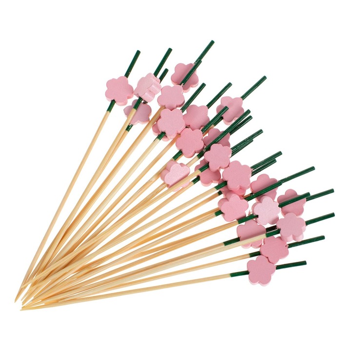 Бамбукови клечки за зъби Цветя 12 см - 24 бр.