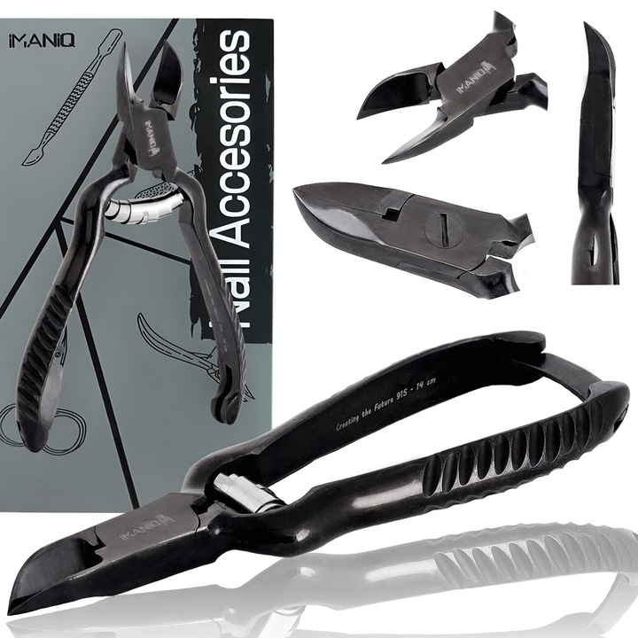 Cleste Imaniq pentru unghii groase, din otel chirurgical, cu lama dubla, 14cm