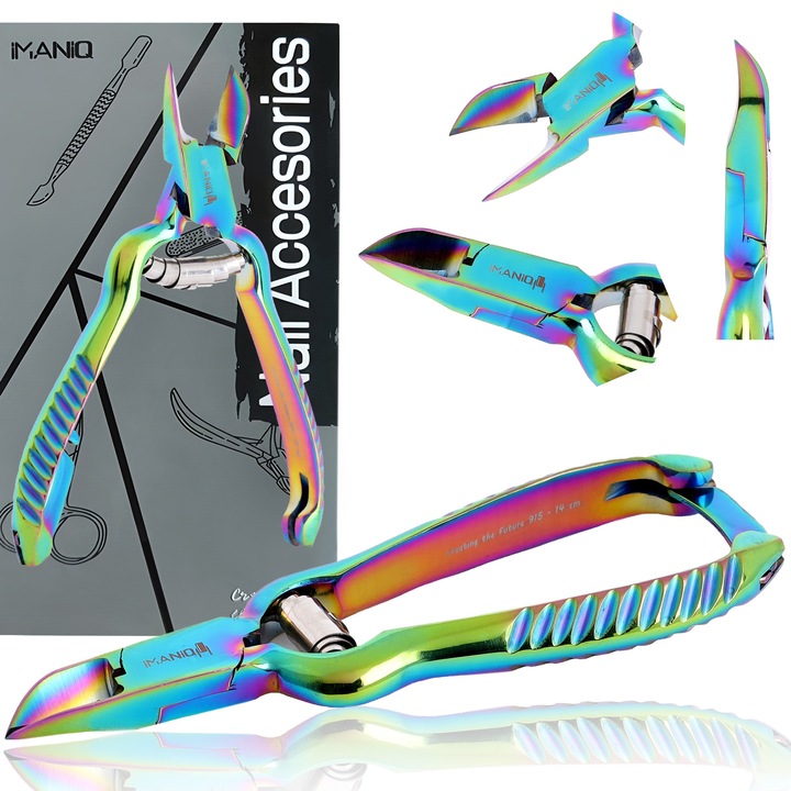 Cleste Imaniq pentru unghii groase, din otel chirurgical, cu lama dubla, 14cm