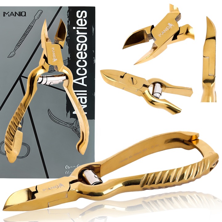 Cleste Imaniq pentru unghii groase, din otel chirurgical, cu lama dubla, 12cm