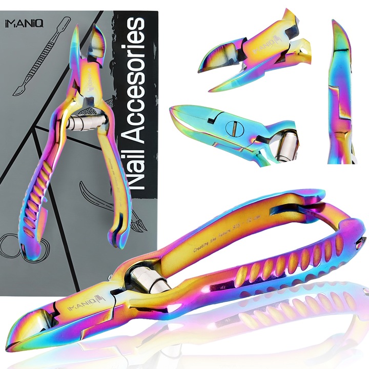 Cleste Imaniq pentru unghii groase, din otel chirurgical, cu lama dubla, 12cm