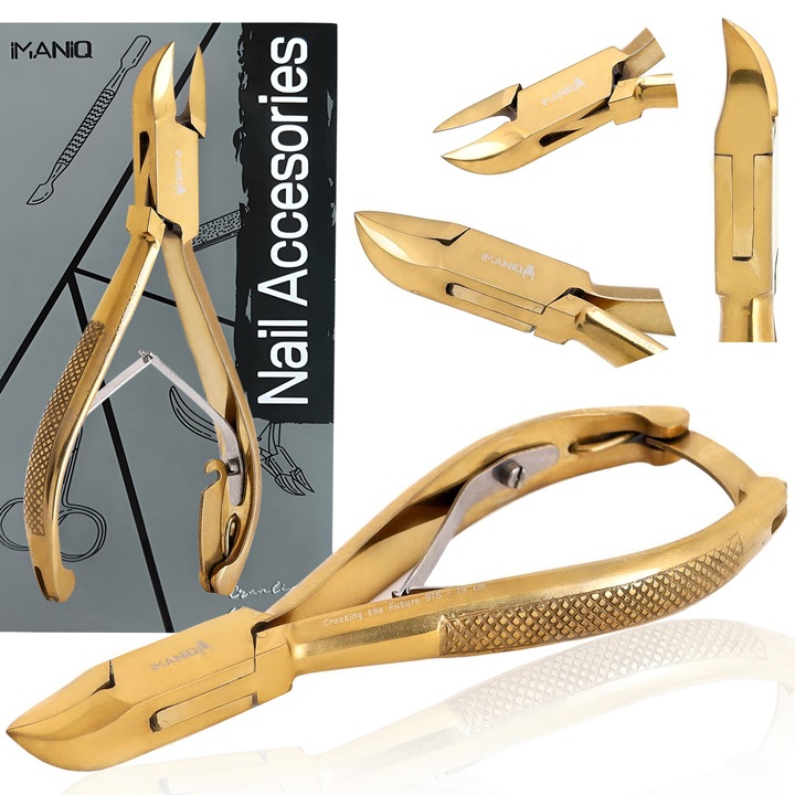 Cleste Imaniq pentru unghii groase, din otel chirurgical, cu lama dubla, 14cm