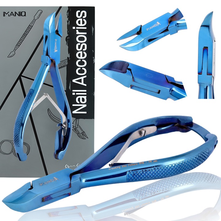 Cleste Imaniq pentru unghii groase, din otel chirurgical, cu lama dubla, 14cm