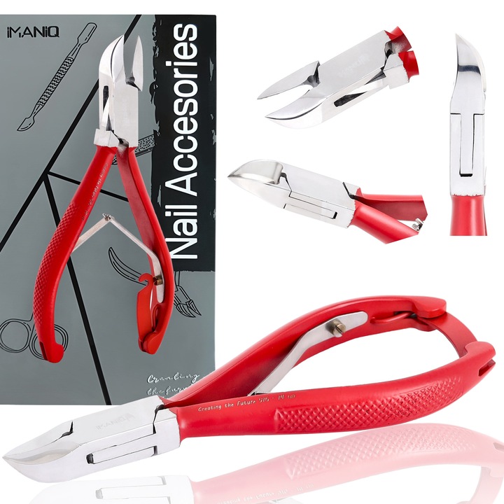 Cleste Imaniq pentru unghii groase, din otel chirurgical, cu lama dubla, 14cm