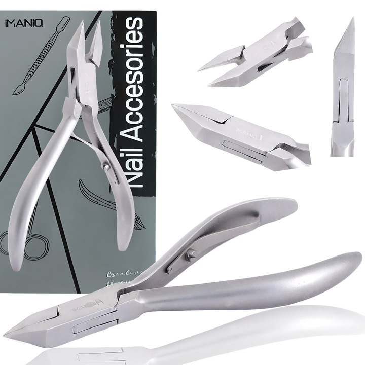 Cleste Imaniq pentru unghii groase, din otel chirurgical, cu lama dubla, 11,5cm