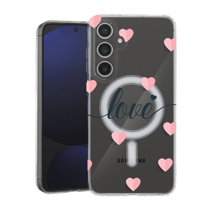 BestCase® Husa pentru Samsung Galaxy A55 cu Design Love Flying Hearts, Mag Anti Shock TPU, Tehnologie MagSafe, Reinforced 4 Corners, 2087010 MAS 85