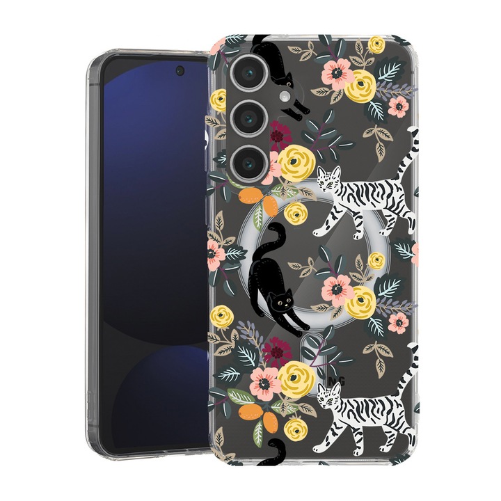 BestCase® Husa pentru Samsung Galaxy A55 cu Design Cat Pattern, Mag Anti Shock TPU, Tehnologie MagSafe, Reinforced 4 Corners, 2087010 MAS 1429