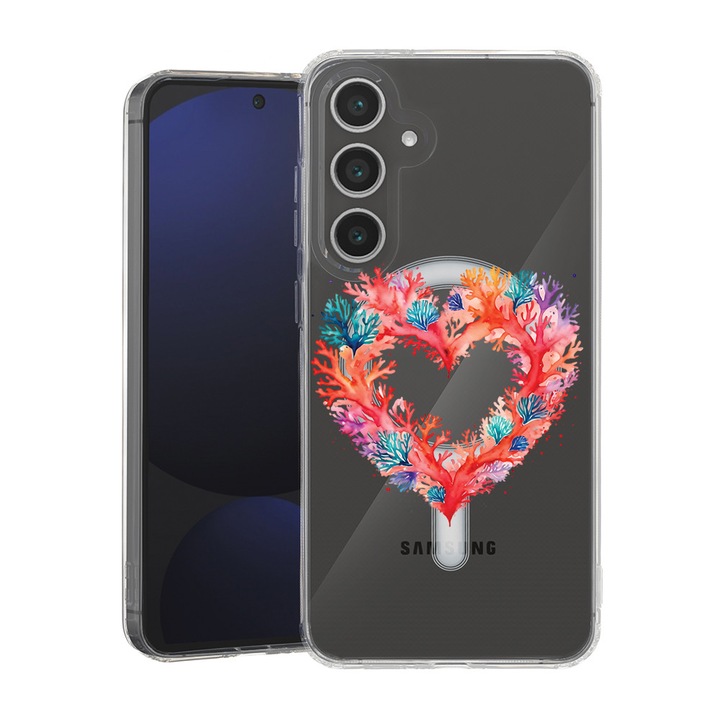 BestCase® Husa pentru Samsung Galaxy A55 cu Design Coral Heart, Mag Anti Shock TPU, Tehnologie MagSafe, Reinforced 4 Corners, 2087010 MAS 1599