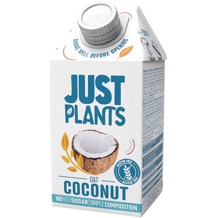Bautura vegetala Just Plants, ovaz si cocos, 0.5L, fara zahar adaugat
