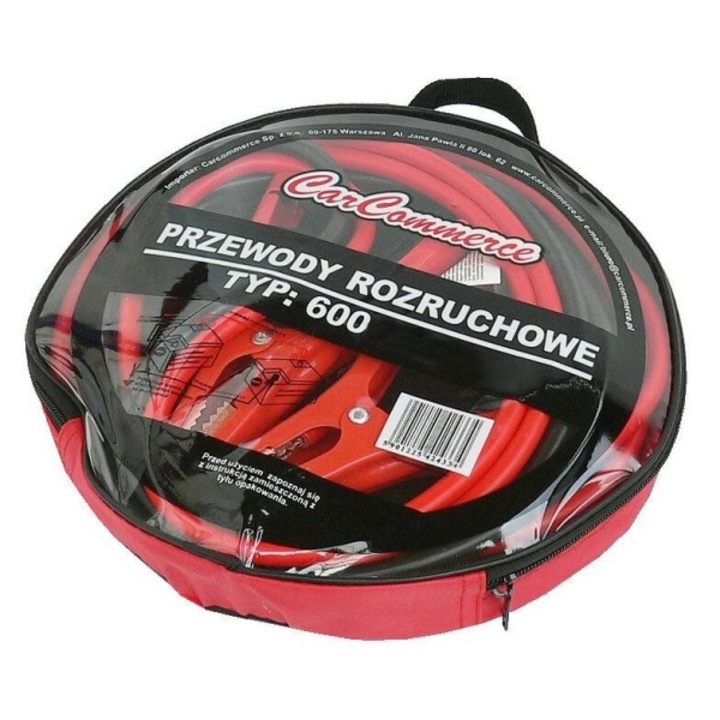Cabluri de pornire auto, Car Commerce, 600A, 6.0m, negru/rosu