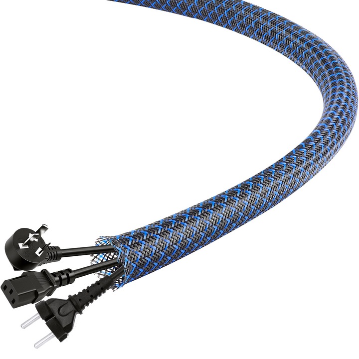 Protectie cabluri, 25ft, 1/2inch, Plastic, Negru/Albastru