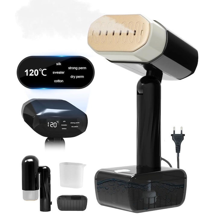Aparat de calcat vertical cu abur, BYONDSELF®, abur 25-35g/min, 1800W, 5 Moduri Reglabile, Incalzire 20S, Vertical Si Orizontal, 330 ml, 2m, Potrivit pentru acasa si calatorii