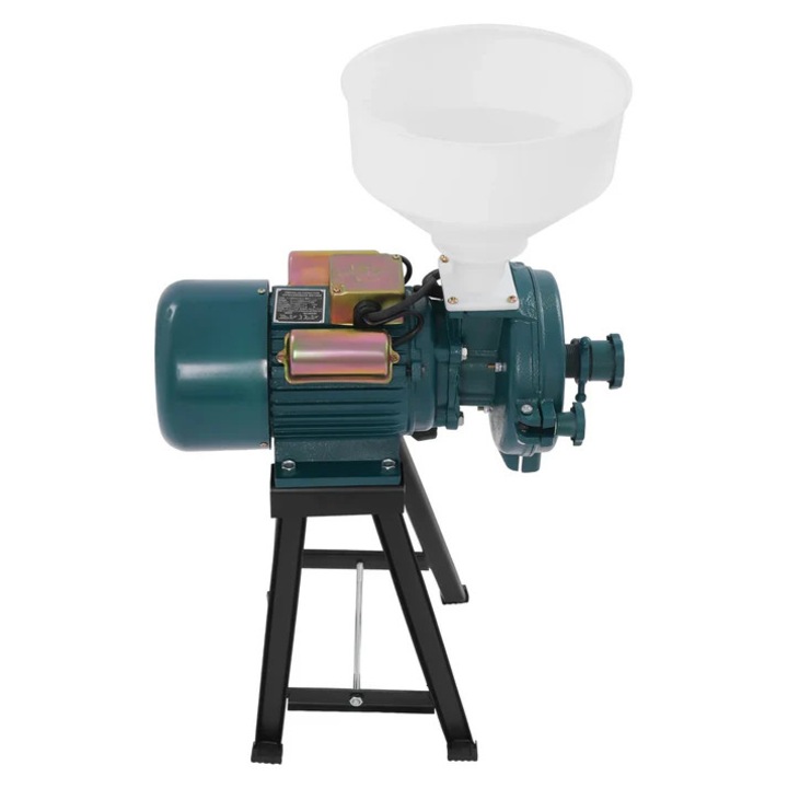 Gabonamalom, 2200 W 220 V teljesítmény, 1400 fordulat/perc sebesség, 150 mm-es őrlőkorong, zöld