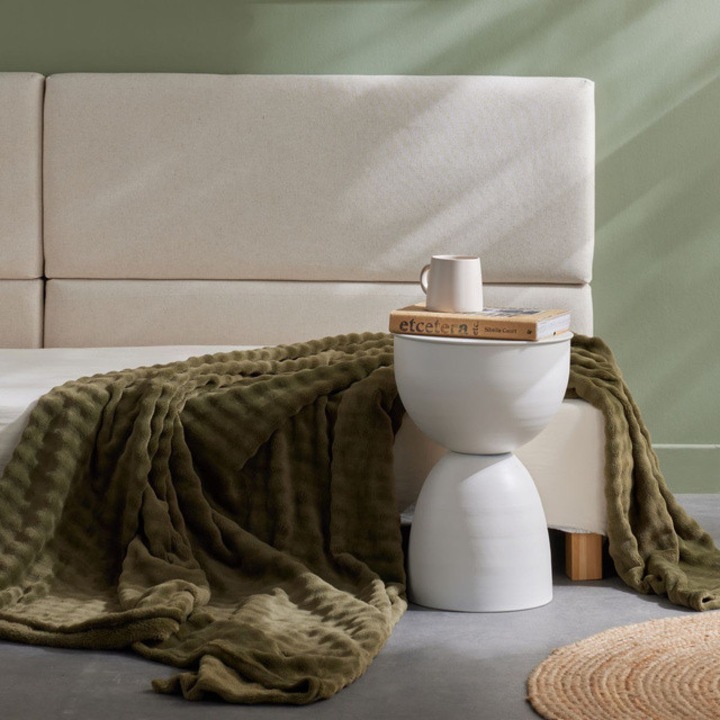 Dombornyomott mintás takaró, 130 x 180 cm, DOUCELIN - zöld