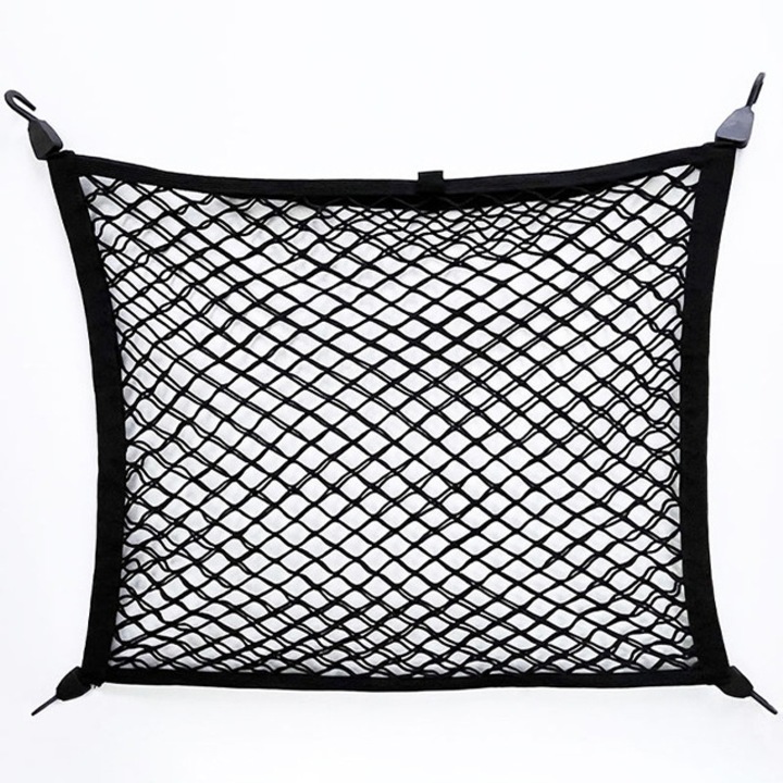 Двуслойна мрежа за кола, еластично място за багажник и интериор, аксесоари за организация, 100x50 см