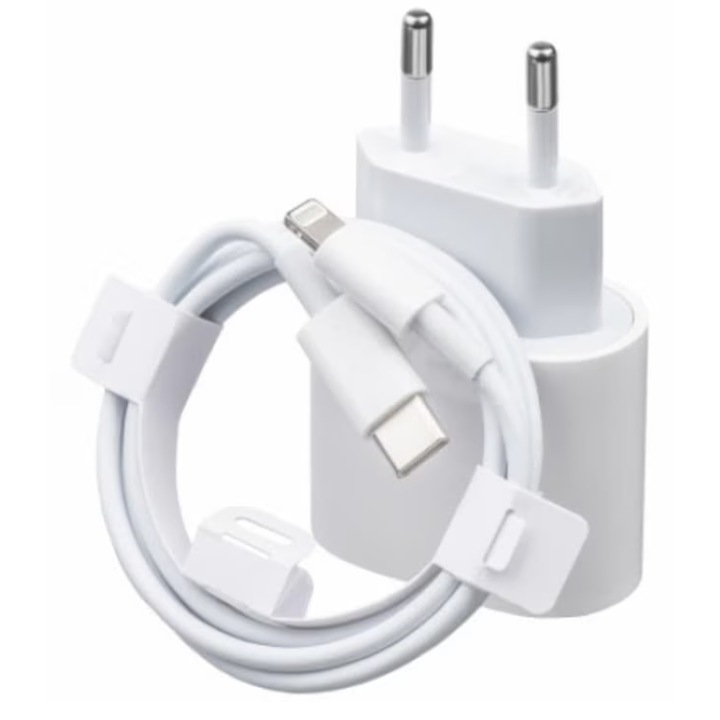 Incarcator FastCharge USB-C, 20W, QUANDES®, inclus cablu Lightning 2m, 37w, compatibil cu iPhone 11, 12, 13, 14 Pro/ProMax