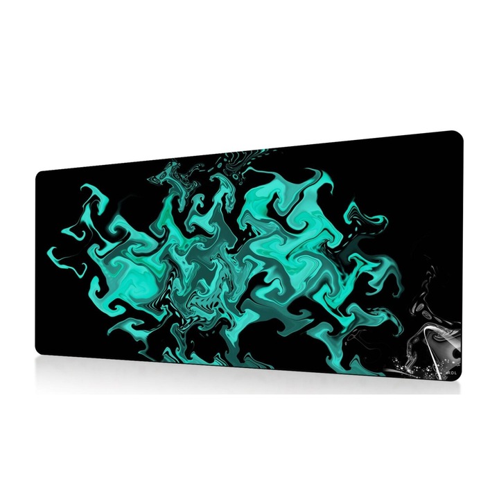 Професионална подложка за мишка за геймъри, черна/тюркоазена, 90x40 см, eR D L