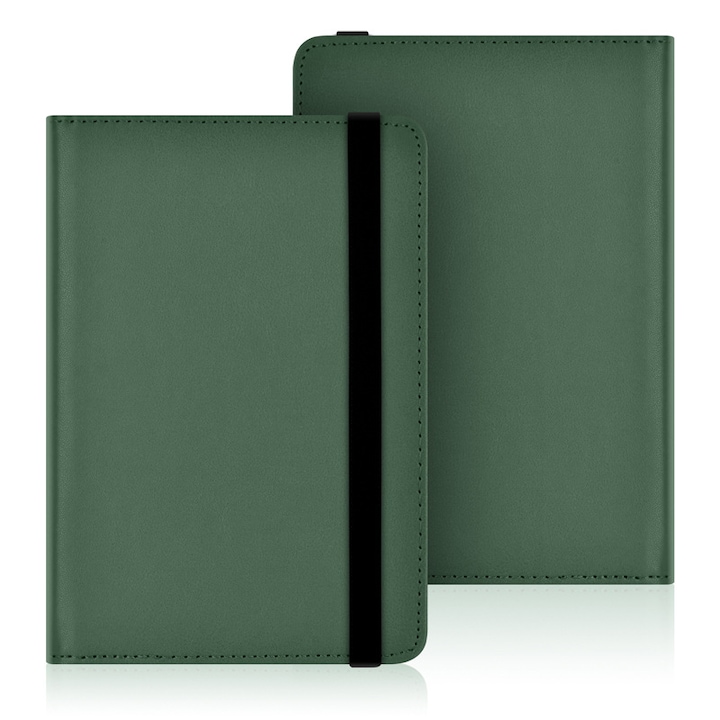 Husa universala pentru Kindle Paperwhite 1 / 2 / 3 / 4 / 2018 / Kindle 2019 si altele, SINSELET, cu manere si curele de fixare, verde inchis