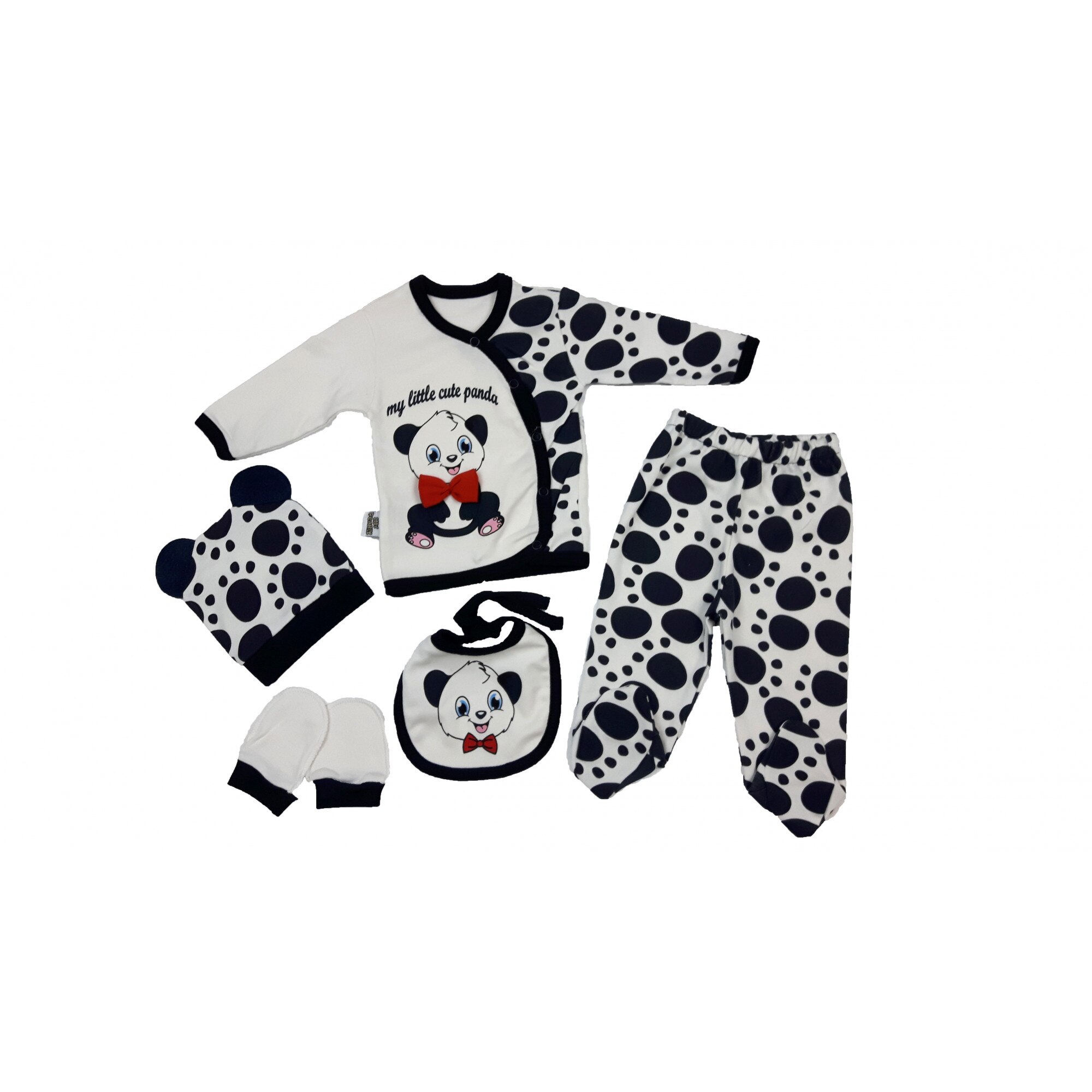 Compleu cinci piese model Cute Panda, 0-3 luni