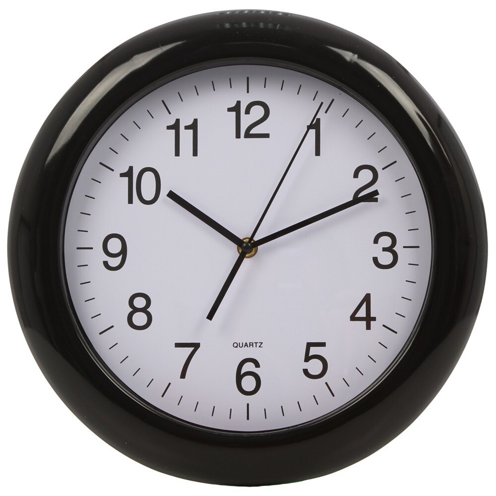 Ceas de perete S-Home, model uni, analog, rotund, din plastic, negru/alb, 33 cm