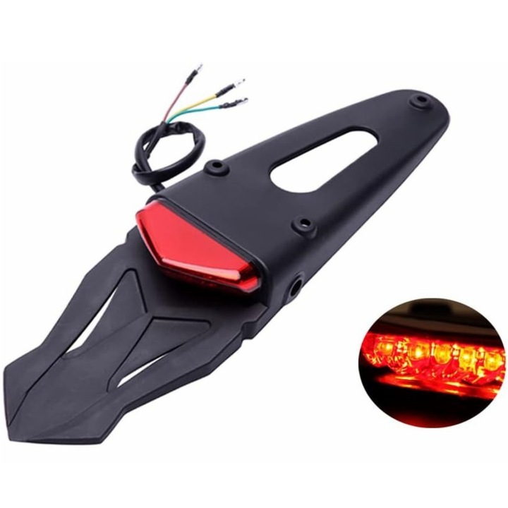 Lampa spate LED universala pentru Motociclete Off-Road, Dreamizer, 8 LED-uri, rosu/negru