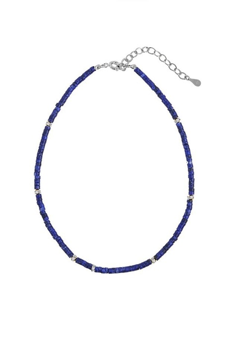 Bratara Blue Shade din pietre de Lapis Lazuli de 2 mm si accesorii din argint 925, lungime ajustabila