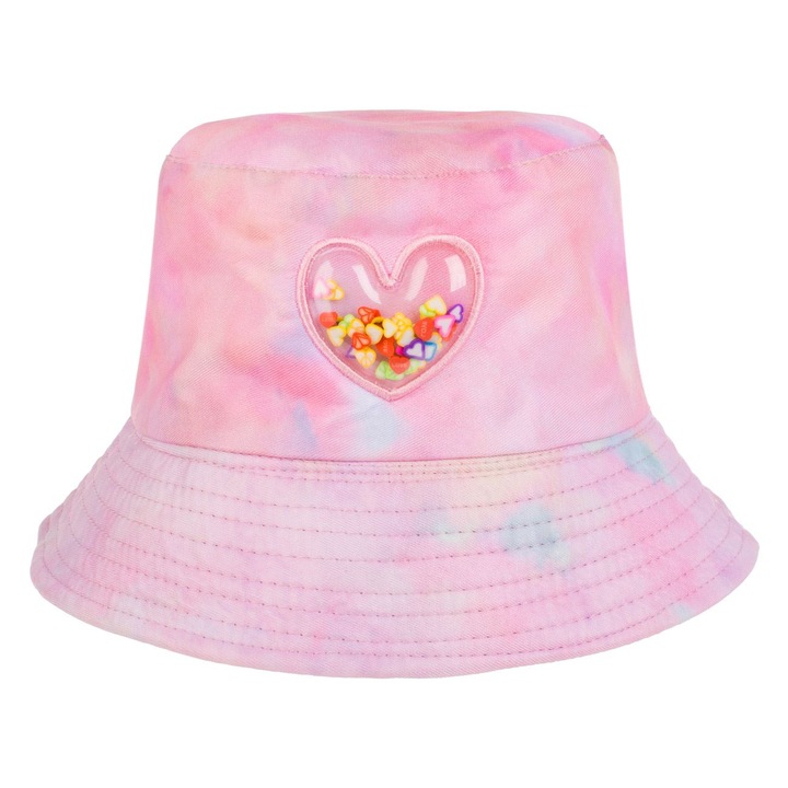 Розова шапка-кофа с багрило, сърце и конфети за бебета