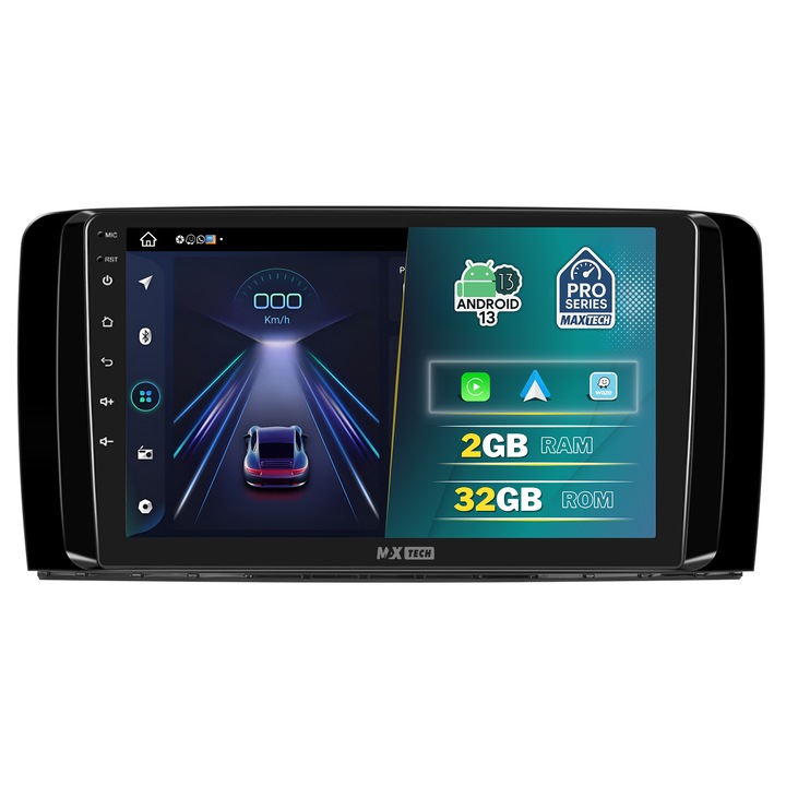 Navigatie Mercedes R-class R300/R350 2006-2015 dedicata, MaxTech® PRO SERIES, 2 GB Ram 32 GB Rom, Carplay & Android auto, Ecran 9 ” HD Touch, GPS, Wifi, Bluetooth, Radio, USB, EQ, DSP, Waze, Youtube