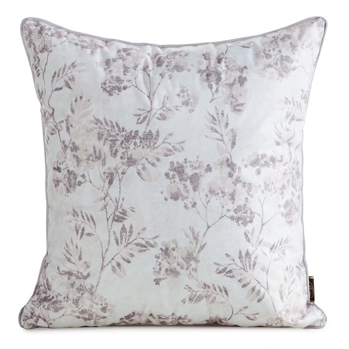 Husa Pentru Perna Decorativa, Eurofirany, Garden 21A, 45x45 cm, Crem, Material Poliester, Model Floral, Rezistent La Umiditate, Potrivit Pentru Spalare Manuala