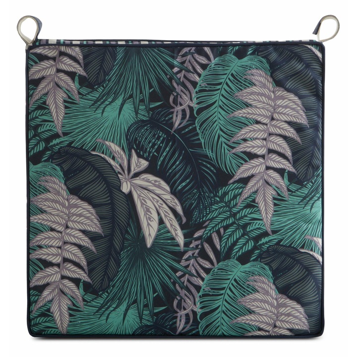 Perna Decorativa Pentru Scaun De Gradina, Eurofirany, Garden 12B, 42x42x4 cm, Albastru, Material Poliester, Rezistenta La Umiditate, Forma Patrata, Model Floral