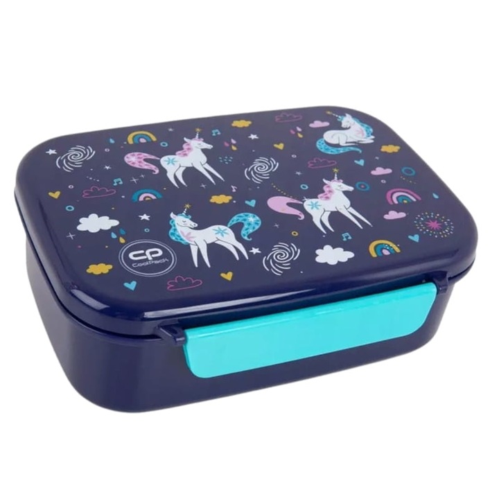 Cutie De Pranz Cu Compartiment, Coolpack, Fara Bpa, 1 Compartiment, Fabricat Din Materiale Durabile Si Sigure, Rezistent La Mirosuri, 18 cm x 14 cm x 6 cm, Multicolor