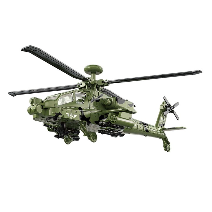Apache katonai helikopter hang- és fénytechnikával