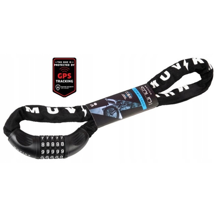 Antifurt bicicleta, Muvike, model Solid 1000/6C, lant, cifru, usor, rezistent
