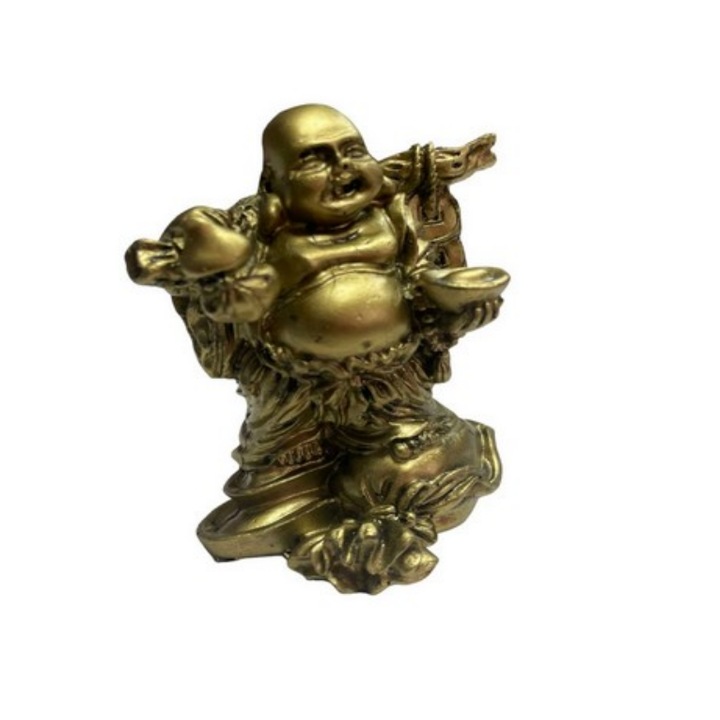 GOBI® feng shui szobor arany vidám Buddhával 9 cm, TT10 modell