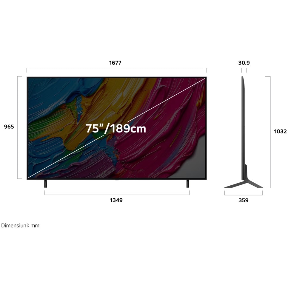 Televizor LG QNED 75QNED80A3A, 189 cm, Smart, 4K Ultra HD, Clasa D (Model 2025)
