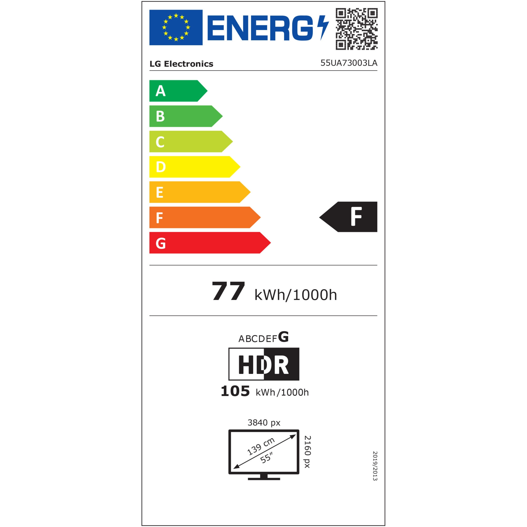 Televizor LG LED 55UA73003LA, 139 cm, Smart, 4K Ultra HD, Clasa F (Model 2025)