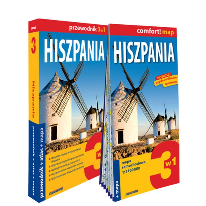 Ghid turistic Hiszpania, 3 in 1, ExpressMap, atlas, harta, 2023